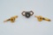 Lot of (3) 14K/18K Yellow Gold and Diamond Button Clips