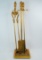 Stone Vintage Gilt Brass Fireplace 4 Piece Tool Set