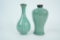 Pair of Celadon-Glazed Ribbed Vases