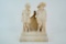 Antique Carved Alabaster Children with Gilt Cherub