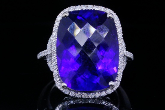 15.00ct Amethyst, 0.50ctw Diamond and 14K Ring