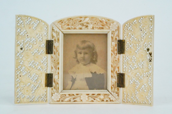 Victorian Exotic Composition Miniature Picture Frame