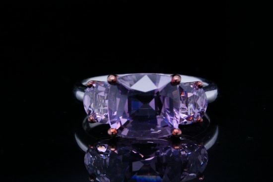 4.60ctw Purple Spinel and 18K White Gold Ring