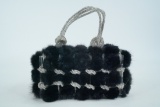 Lucite, Black Mink Fur and Rhinestone Evening Box Bag