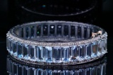 85.50ctw Aquamarine, 3.25ctw Diamond, Silver Bracelet
