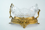 Antique French Cut Crystal and Gilt Bronze Bowl
