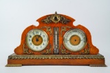 Antique French Oak Clock, Barometer and Thermometer