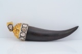 Gold Vermeil and 0.80ctw Uncut Diamond Horn Pendant