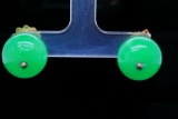14mm Green Jade Sphere Stud Earrings