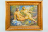 Impressionist Style Oil Painting of Reclining Nudes