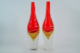 Pair of Murano-Style Handblown Art Glass Vases