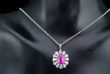 2.00ct Ruby, 1.75ctw Diamond, Platinum/Sterling Necklace