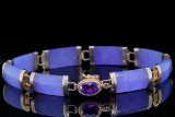 14mm Lavender Jade, 0.75ct Amethyst and 14K Bracelet