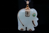 Green Jade and 14K Yellow Gold 1.10