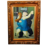 Artist Signed Dancing Couple Oil on Canvas Painting