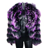 Contemporary Black and Purple Fur Cropped Jacket
