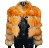 Contemporary Fire Gold Fox Fur Cropped Jacket