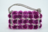 Lucite, Purple Mink Fur and Rhinestone Evening Box Bag