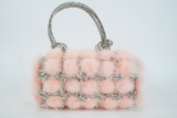 Lucite, Pink Mink Fur and Rhinestone Evening Box Bag