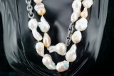 17mm-42mm Baroque Pearl and White Sapphire Necklace