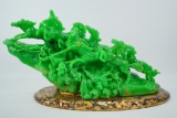 Chinese Feng Shui Jade Green Resin Horses Sculpture