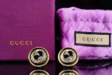 Gucci Gold Tone Double G Button Clip On Earrings