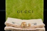 Gucci Gold Tone Double G Key Ring With Crystals