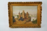 John F. Cathcart 1908 Castle Landscape Oil on Canvas