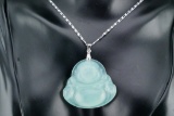 Carved Jade Happy Buddha Pendant on 17