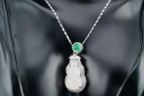 Elegant Green and White Jade Double Gourd Pendant