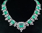 50.90ctw Emerald, 17.00ctw Diamond and 18K Necklace