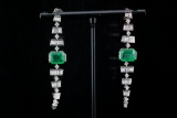 4.30ctw Emerald, 1.80ctw Diamond and 18K Earrings