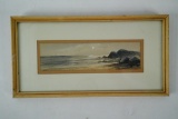Signed Coastal Watercolor Seascape (Framed)
