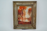 Midcentury American School Oil on Board Landscape