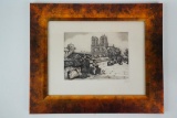 Notre-Dame and Bouquinistes, Paris Etching on Paper