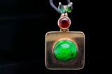11.5mm Zoisite, 1.35ctw Citrine and Tourmaline 14K Pendant