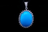 13.00ct Turquoise, 1.00ctw Diamond and 18K Pendant