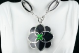 Cristina Sabatini Resin, Crystal, Rhodium Plated Necklace