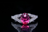 1.25ct Pink Tourmaline, 0.60ctw Diamond, Platinum Ring
