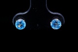 1.00ctw Blue Topaz and 10K Yellow Gold Stud Earrings