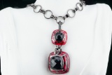 Cristina Sabatini Resin, Crystal, Rhodium Plated Necklace