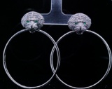 Cristina Sabatini Rhodium Plated Tiger Hoop Earrings