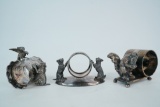 Lot of (3) Meriden B. Victorian Animal Napkin Rings