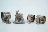 Lot of (4) Victorian Silver Plated Animal Napkin Rings