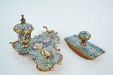 Antique Russian Cloisonne Enamel Inkstand and Blotter