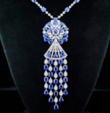 41.70ctw Blue Sapphire, 8.40ctw Diamond, 18K Necklace