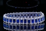 20.00ctw Blue Sapphire, 3.75ctw Diamond, 18K Bracelet