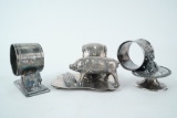 Lot of (3) Victorian Silver Plated Animal Napkin Rings