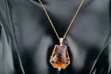 30.00ct Citrine, 1.00ctw Diamond and 14K Pendant