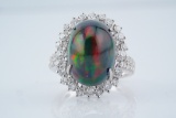 6.00ct Black Opal, 1.25ctw Diamond and 14K Ring
